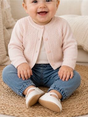 GAP Pale Pink Knit Baby Cardigan